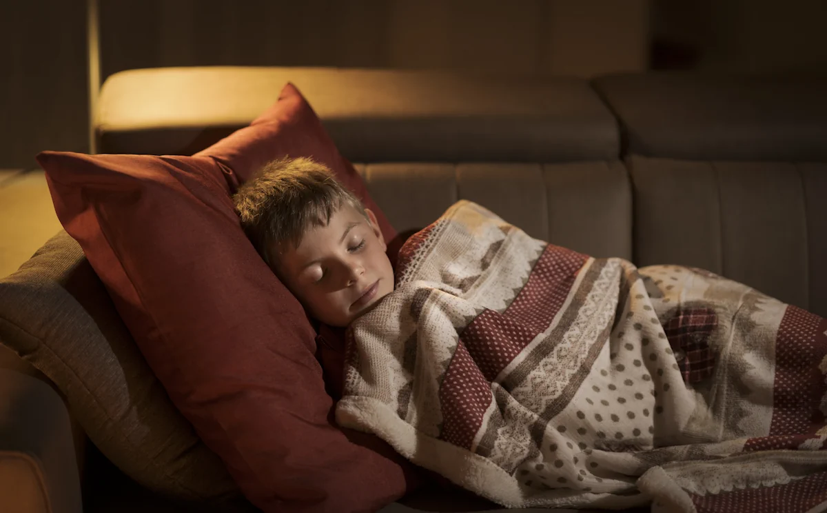 Un petit garçon qui dort dans le canapé